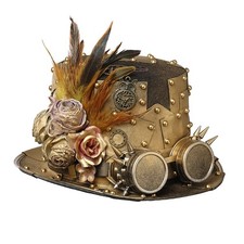 Unisex Steampunk Top Hats Gothic Punk Magician Hat Feather Hat Accessories