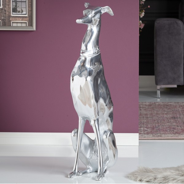 Windhund Design Skulptur Greyhound 70Cm Aluminium Figur Hund Dekoration Statue-image