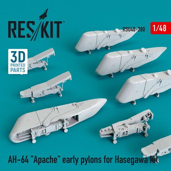 Reskit RSU48-0280 - 1:48 AH-64 Apache Early Pylons For Hasegawa Kit (3D Printed)-image