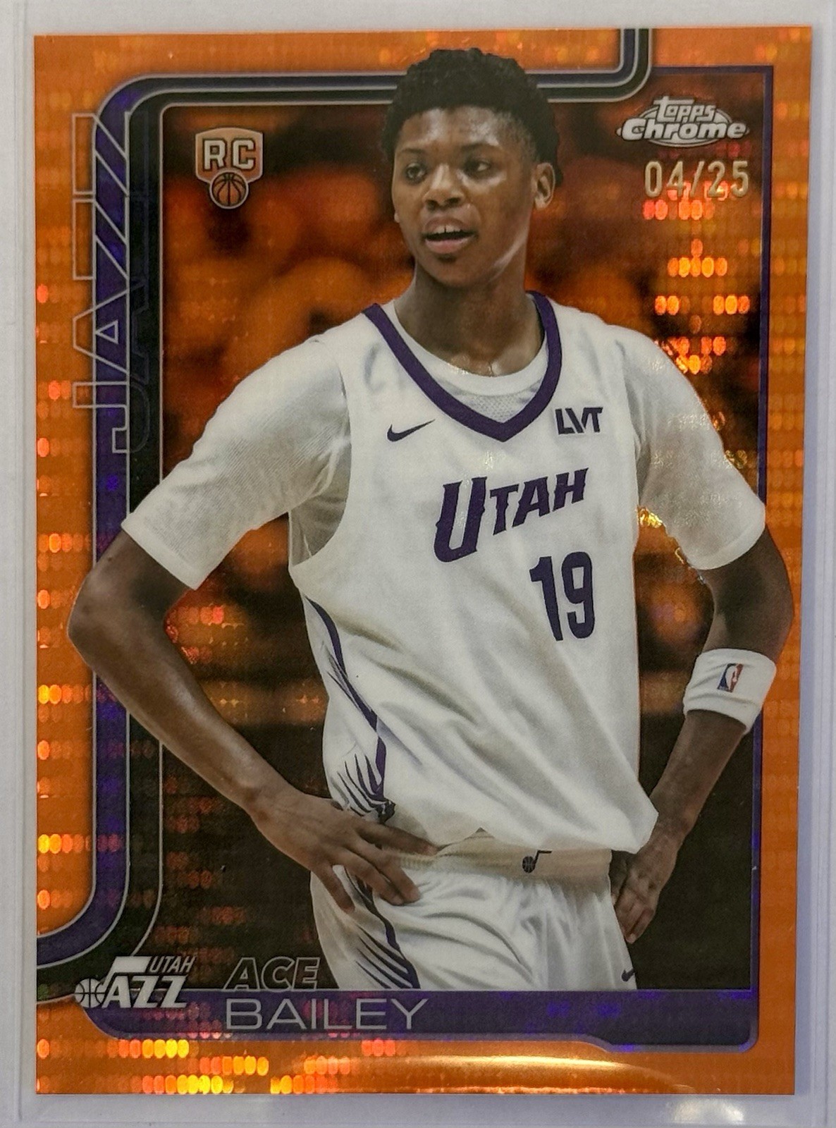 Ace Bailey RC /25 Orange Pulsar 2025-26 Topps Chrome Basketball #255