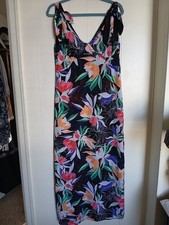 Lulus Beloved Becky Black Floral Maxi Dress Slit Tie Straps Womens Size Small