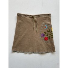Vtg 90s Brown Floral Fairy Grunge Skirt / Drawstring Midi Handmade Boho M/L