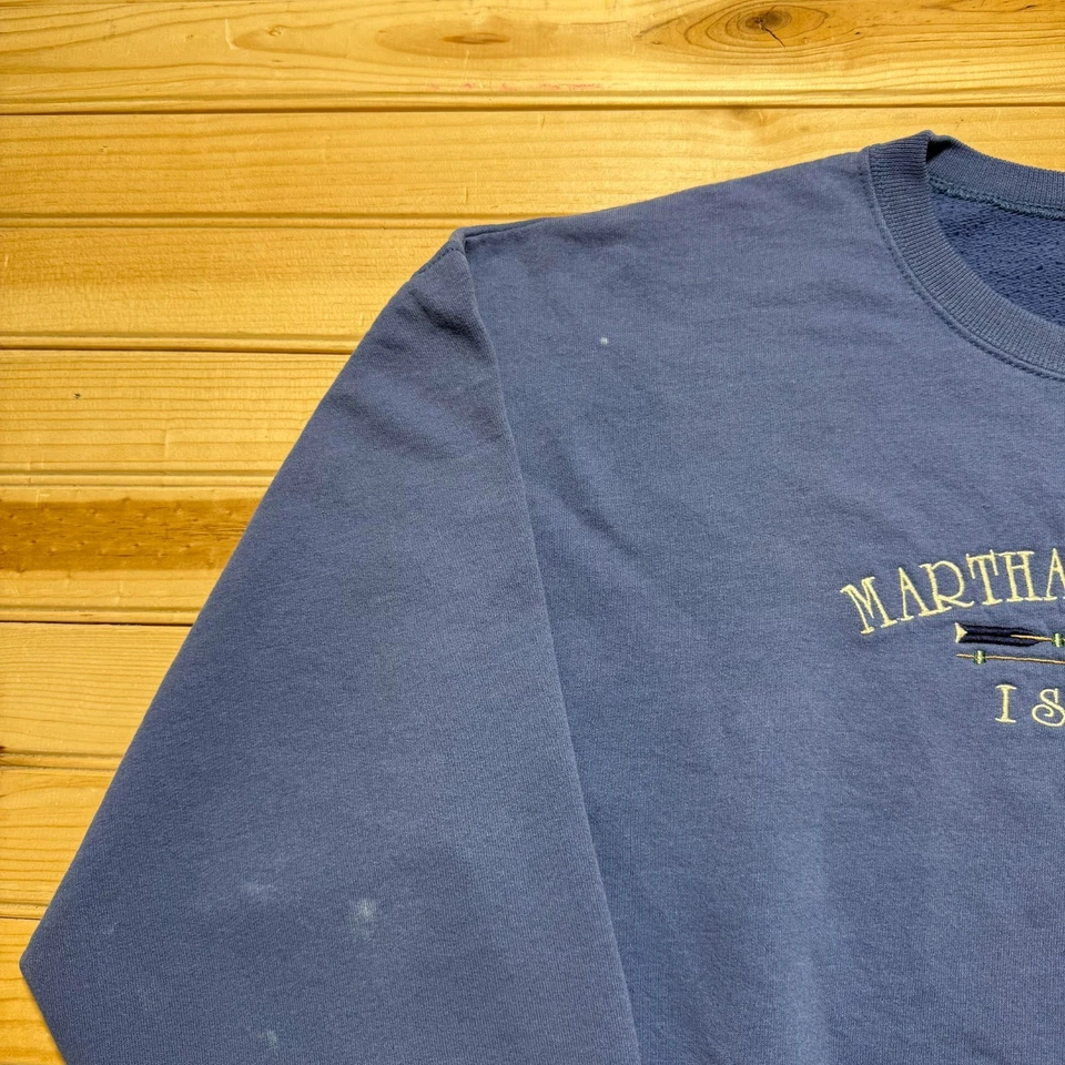 Sudadera Vintage Años 90 Martha's Vineyard Island Bandera Americana Cuello Redondo - Grande Foto 3 de 4