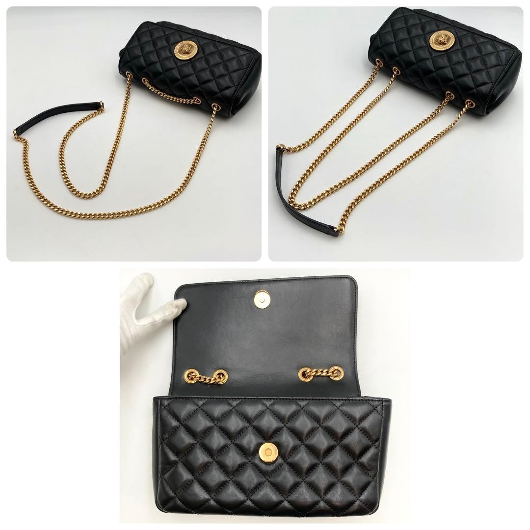 Versace Chain Shoulder Bag Black Leather Medusa Logo Unused Luxury thumbnail 6