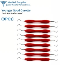 9 X Dental Younger-Good Curettes 7/8 Universal Silicone Handle Periodontal
