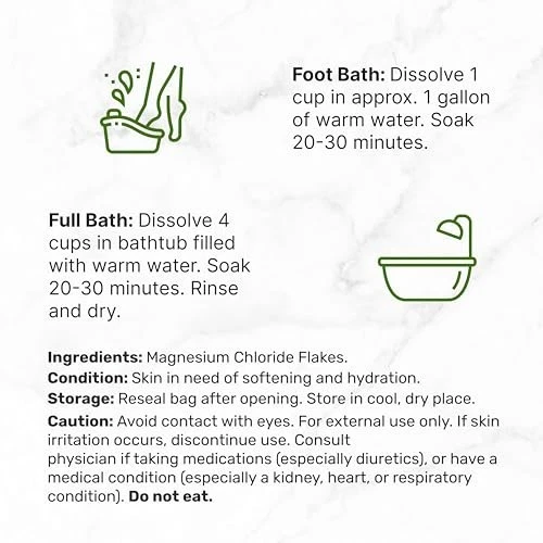 Copos de magnesio sin perfume de 10 libras, cloruro de magnesio puro para baño remojo o pie Foto 4 de 4
