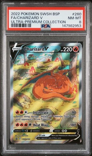 2022 POKEMON SWSH ULTRA-PREMIUM COLLECTION FULL ART/CHARIZARD V PSA 8