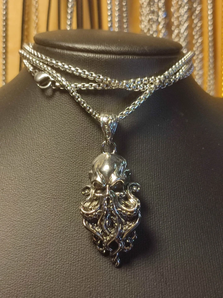 Herren Halskette in Silber Oktopus Kraken Pirat Seemann Talisman - Bild 2 von 4