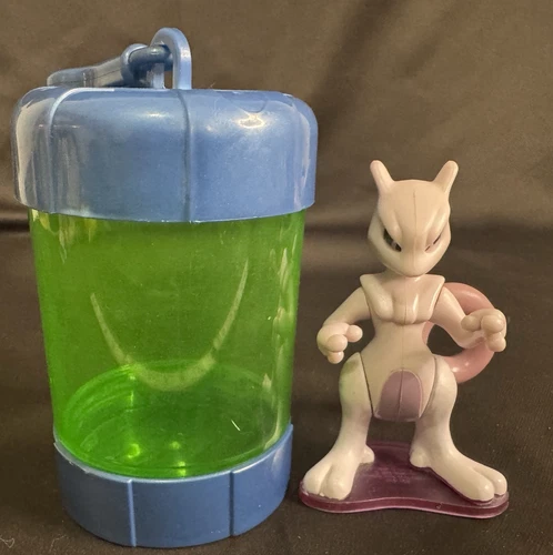 COMPLETE VTG Original 1999 MewTwo Pokemon BK Figure Toy Set CASE wt Key Loop