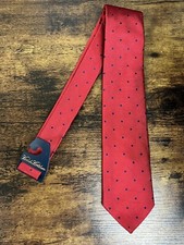 Brooks Brothers Red Tie With Navy Dots 100 Silk Men's Necktie 57''