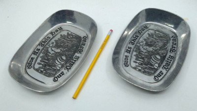 Wilton Armetale Pewter Bread Tray - Give Us This Day Our Daily Bread - Set Of 2