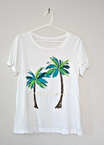 Kate Spade Broome Street Palm Tree I Need A Vacation T Shirt Size M White
