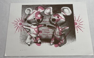 #ad Stuffed Animals 2004 Screen Print by Amy Jo and Tooth Poster 18x12.5” bear rabit $30.39