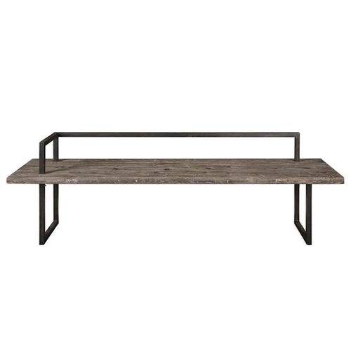 Uttermost Herbert Transitional Wood and Metal Bench in Aged Black/White - Picture 1 of 4