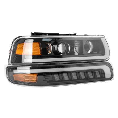DOT LED Headlights DRL Assembly w/Bulbs For 2001-2006 Chevy Tahoe Suburban Z71 - Picture 12 of 13