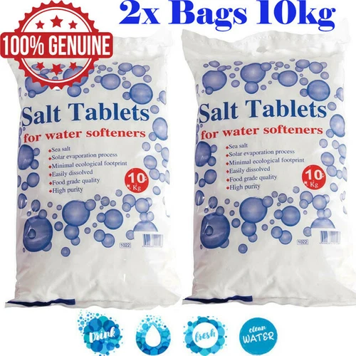 2x SALT TABLETS 10KG  Water Softener Dishwasher Salt Laundry Kitchen salt Tablet