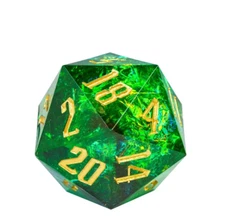 Green Shimmering Crystal 33mm Chonk d20 | 💀 TPK | Dungeons & Dragons DnD