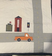 Pottery Barn Kids 2 Euro Shams Cotton 26x26 Orange Truck Quilted