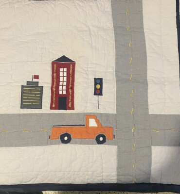 Pottery Barn Kids 2 Euro Shams Cotton 26x26 Orange Truck Quilted