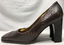 DOLCE GABBANA Pumps Women's 6 EU 36 Stitched Square-Toe High Heel Made in Italy
