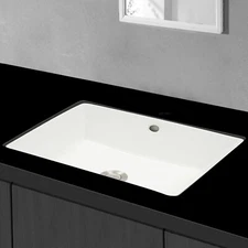 Undermount Bathroom Sink Rectangular Ceramic Single Bowl Sink With Drain Pipe
