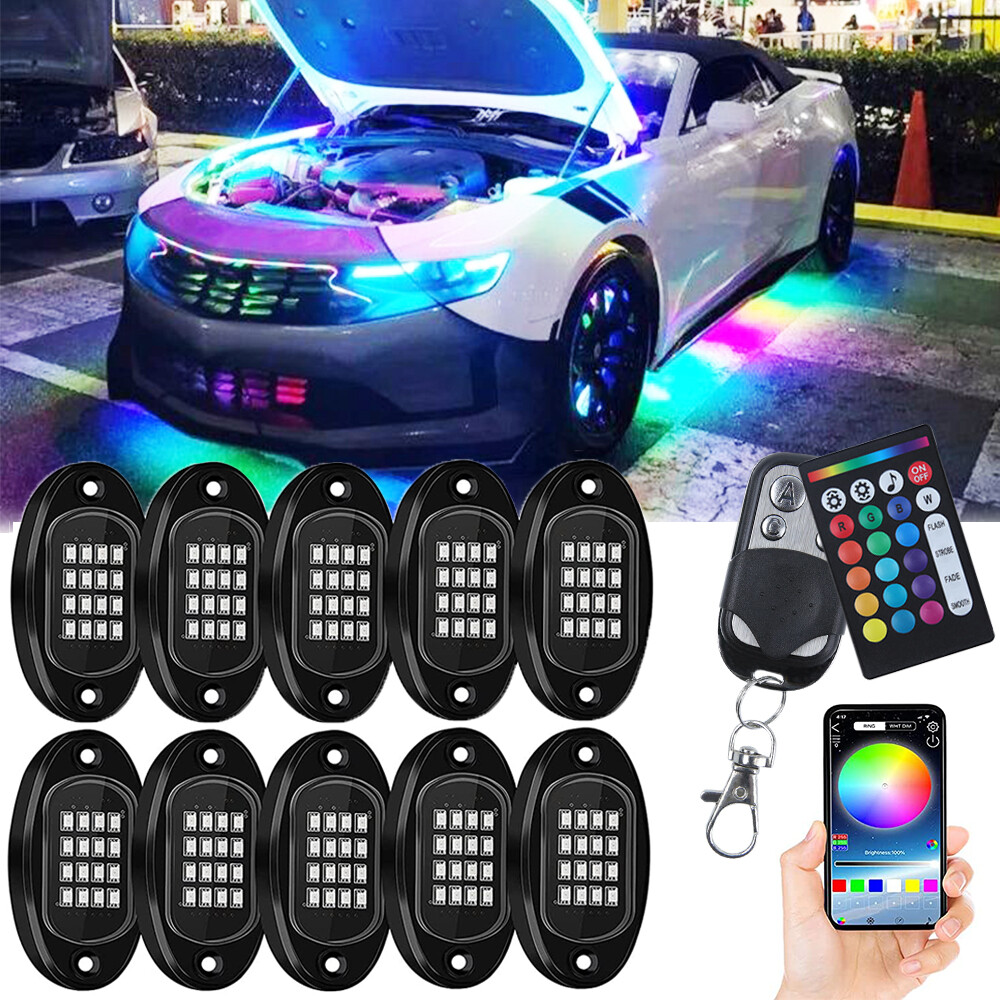 10 Pods RGB LED Rock Lights Kit Bluetooth APP Control For McLaren 570S 720S 750S