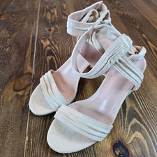 Allegra K Women's Open Toe Ankle Tie Chunky Sandal 5 Back to College Faux Suede