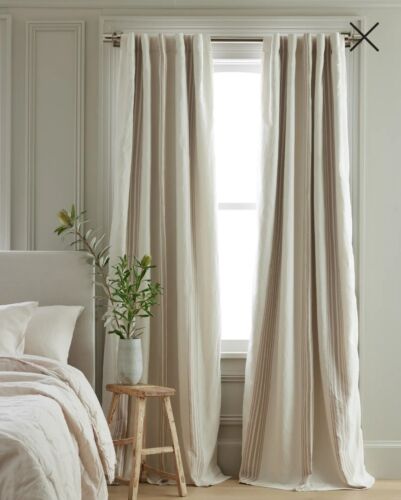 NWT! Quince Coastal Stripe Blackout Linen Curtains Set Of 2 Panels! 48"x96" (B82