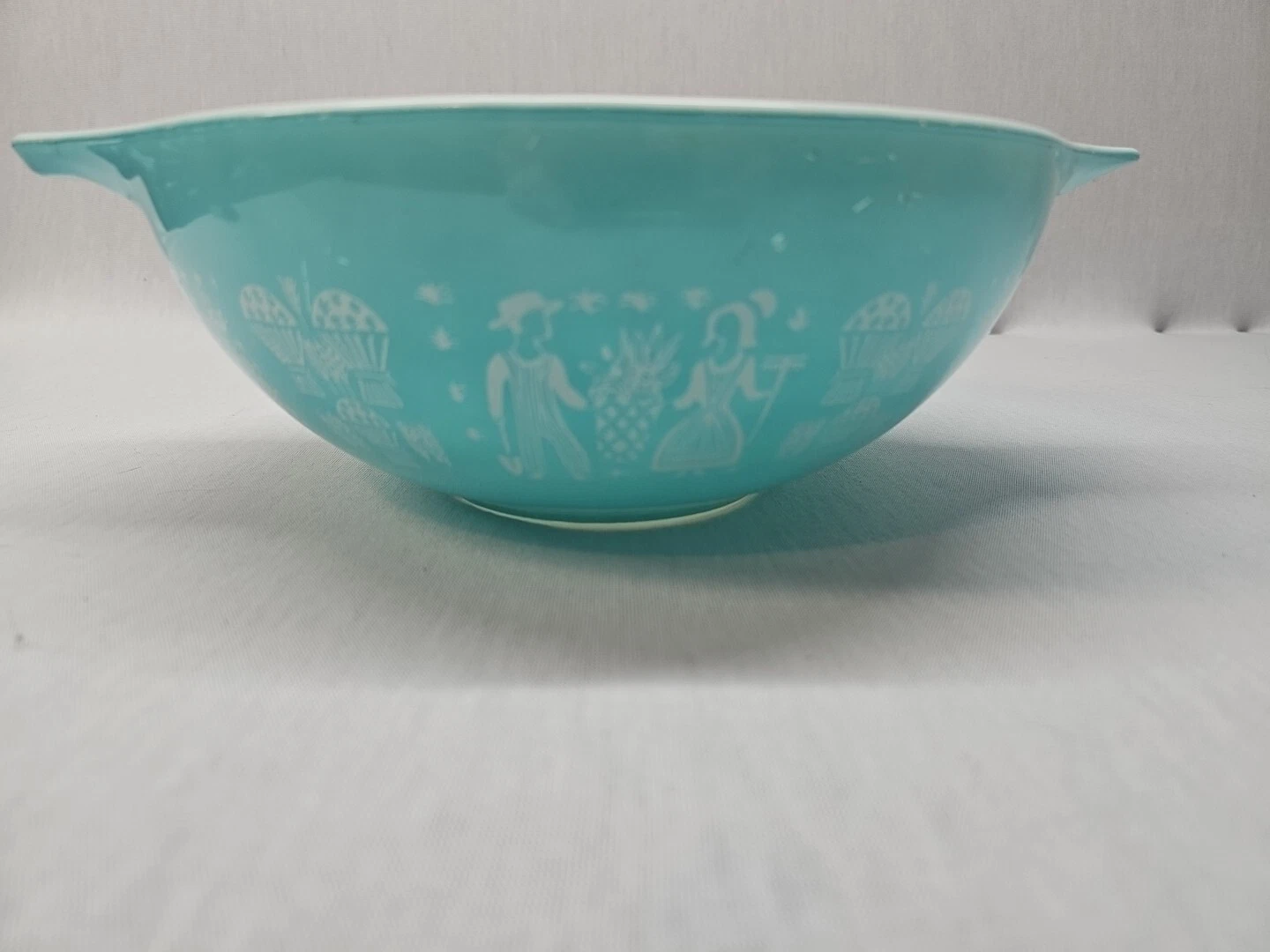 Vintage Pyrex Amish Butter print blue mixing bowl 4QT   444