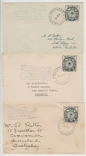 Stamps 3&1/2d ANARE on group of 3 covers AAT ANARE postmarks inc violet cachets
