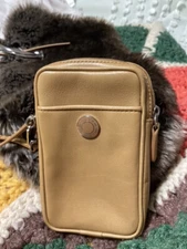 Coach Camel Color Mini iPhone Leather Wristlet
