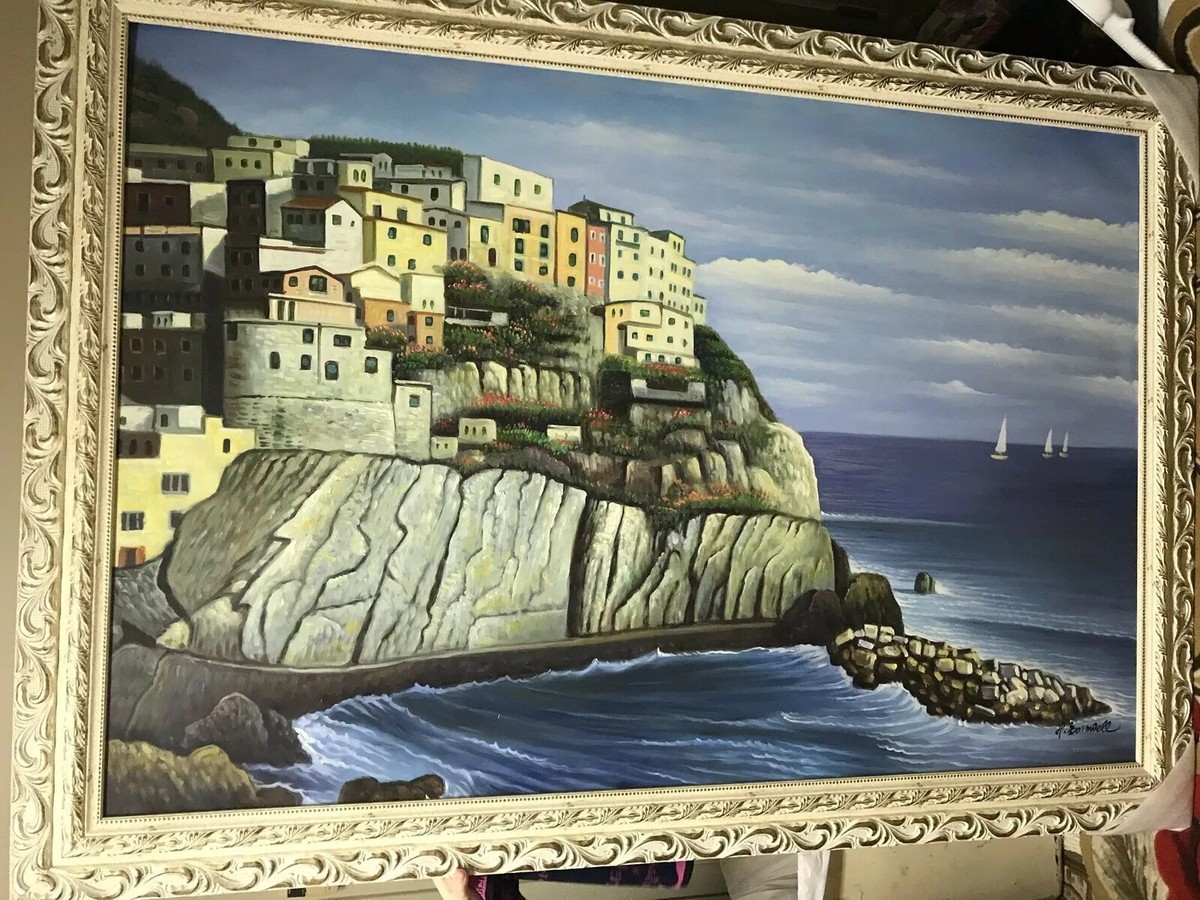 Italy Venice Ocean-side Village Cliff-view Oil Painting With Frame | eBay