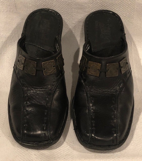 TSONGA Womens Mules Sz 6M Black Leather Slip On Shoes Made in South