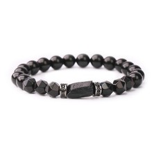 Black Tourmaline with Black Onyx Beaded Bracelet Men Women Protection Bracelet
