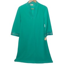 Vintage NEW JC Penney Womens S Misses Robe Mid Zip Green Velour Long Slv READ