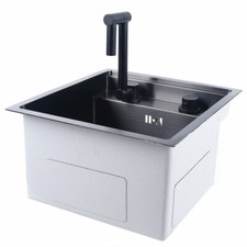 RV Kitchen Sink with Foldable Faucet Stainless Steel 15-inch Hidden Single Bowl