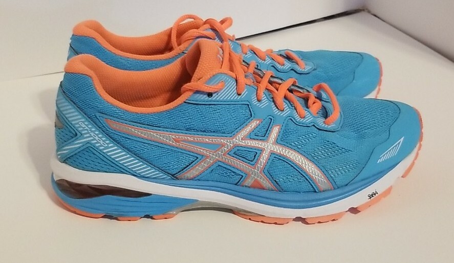Asics GT 1000 Teal Blue & Orange Running Shoes Low Top  display picture 3