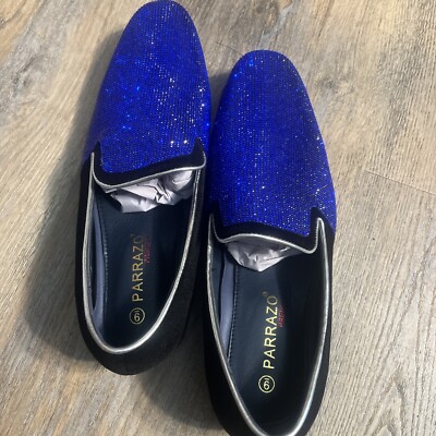 Parrazo Enzo Romeo TRS Mens Blue Rhinestone Blue Metallic Heel Dress Loafers  Sz9 | eBay