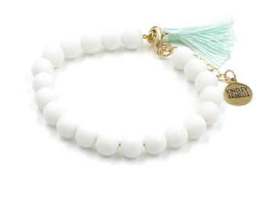 Kinsley Armelle ~ Ashen ~ Tassel Collection ~ White Bead Bracelet