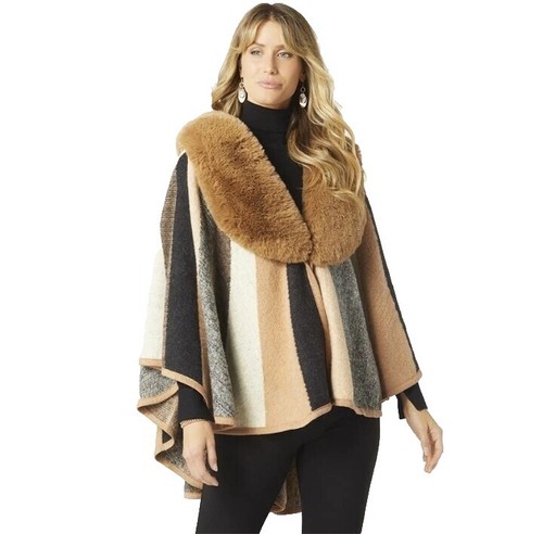 Medieval Faux Fur Shawl Wrap Scarf W/ Viking Metal Brooch  display picture 1