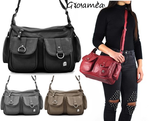 Borsa tracolla donna capiente spalla multi tasche comoda moda passeggio  casual | eBay