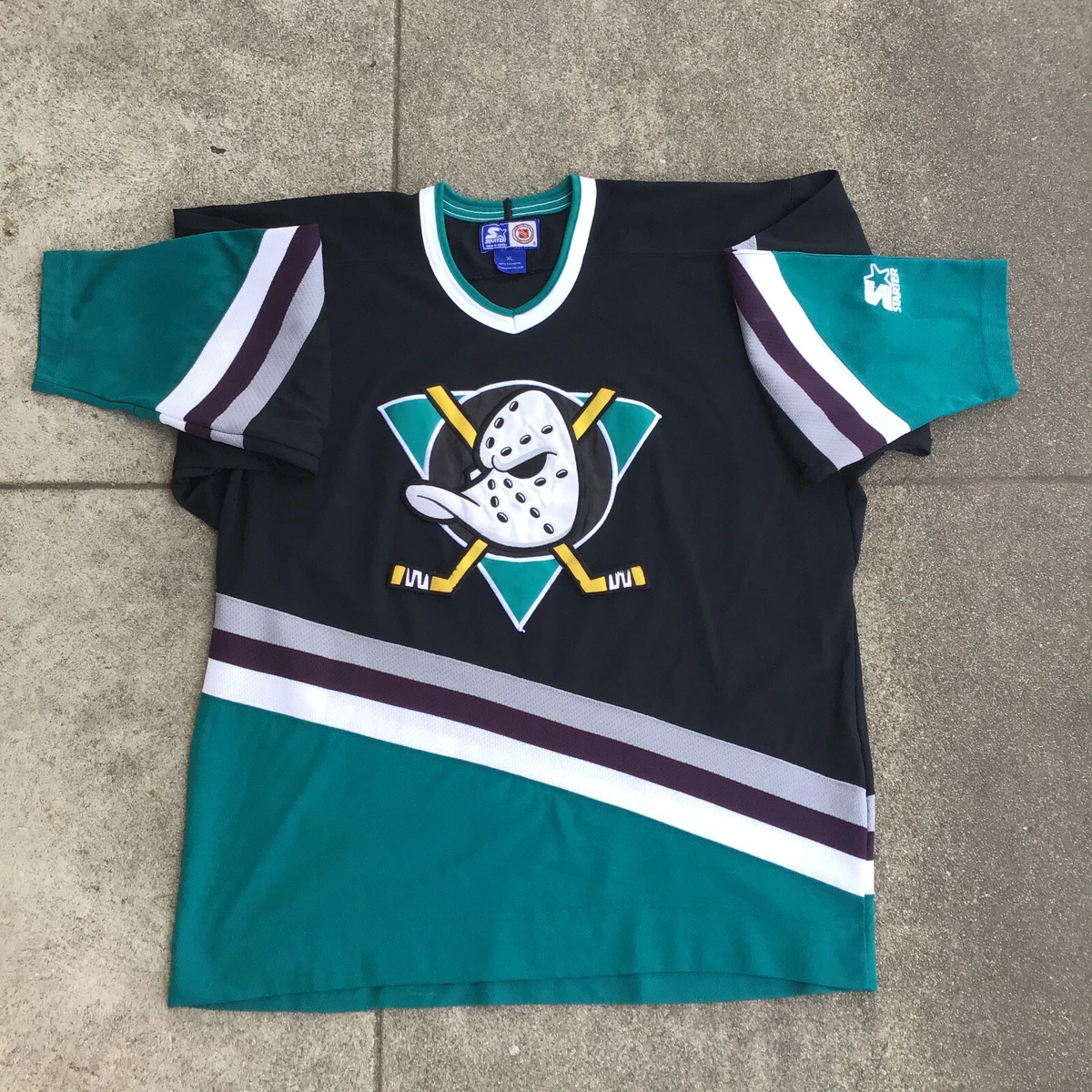 RARE Vintage Anaheim Mighty Ducks 90s Starter Jersey Size XL NHL Hockey  Black