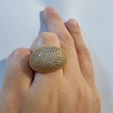 Dome Ring Full Pave Cubic Zirconia Hollow Women Wedding Band Statement Ring