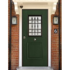 Porta Blindata con Vetro Antisfondamento e Grata per Esterno Portone Verde