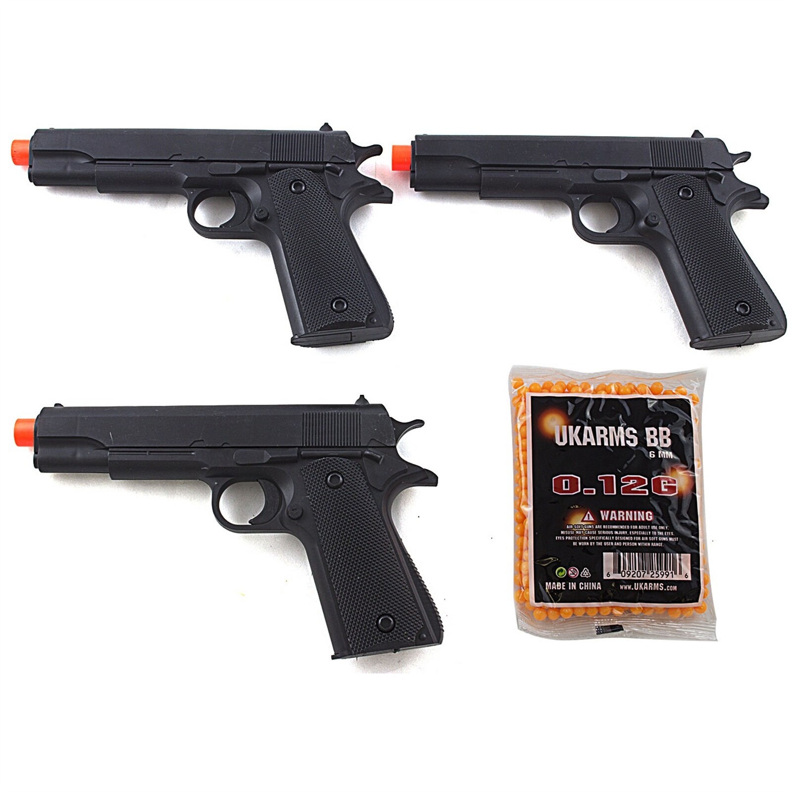 3 PACK AIRSOFT M1911 SPRING HAND GUN PISTOL w/ 1000 6mm BBs BB | eBay