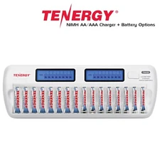 Tenergy TN438 AA AAA 16 Bay NiMH Battery Charger with Battery Options LOT
