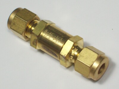 1- Nupro Swagelok Brass Poppet Check Valve, 1/4'' OD Tube, B-4C-1/3