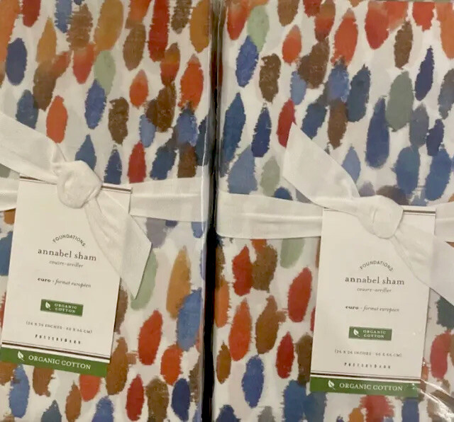 Pottery Barn Annabel Watercolor Dot F/Queen Duvet Cover & (2)Euro Sham