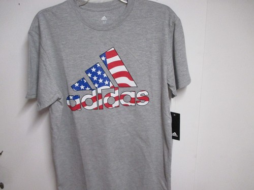 ADIDAS HERREN-T-SHIRT (FLAGGENLOGO) NEU MIT ETIKETT HELLGRAU WEICH BEQUEM PASSFORM COOLES LOGO