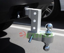 Aluminum 6" Drop Adjustable Tow w/Dual Hitch Ball 2",2-5/16" FitTrailer Receiver